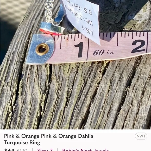 Kingsman Turquoise Pink & Orange Dahlia Ring - Picture 12 of 14